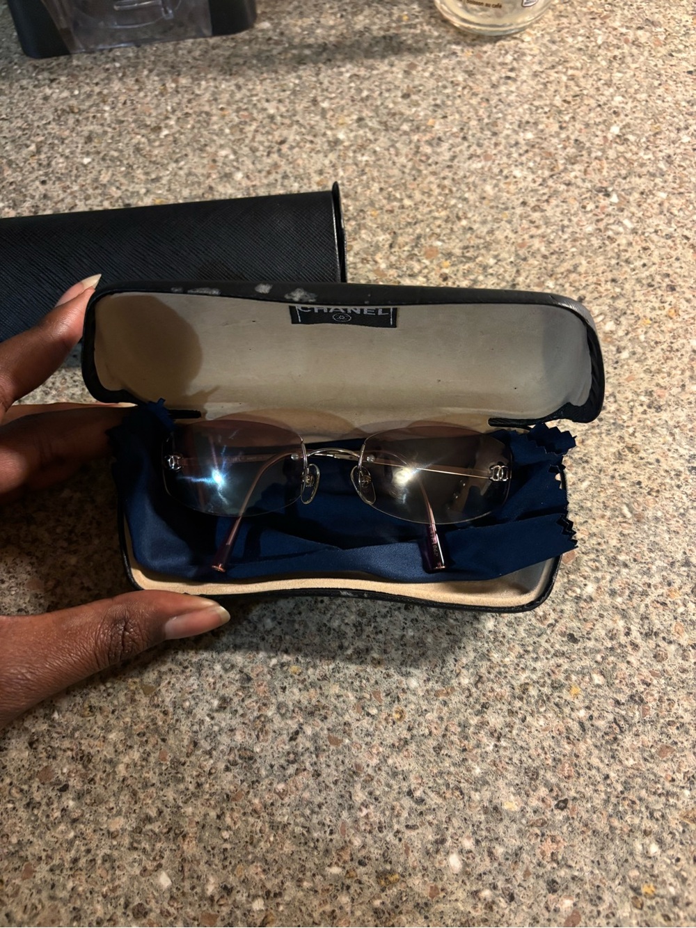 CHANEL Rimless Sunglasses with Brown Gradient Lenses